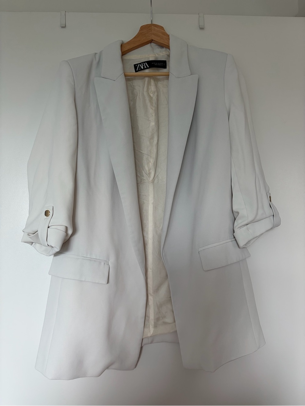 Zara Light Cream Open-Front Blazer